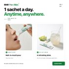Two ways to take BNR17 Thin Slim+ — melt-in-mouth pour or mix into cool water for a refreshing green apple probiotic drink
