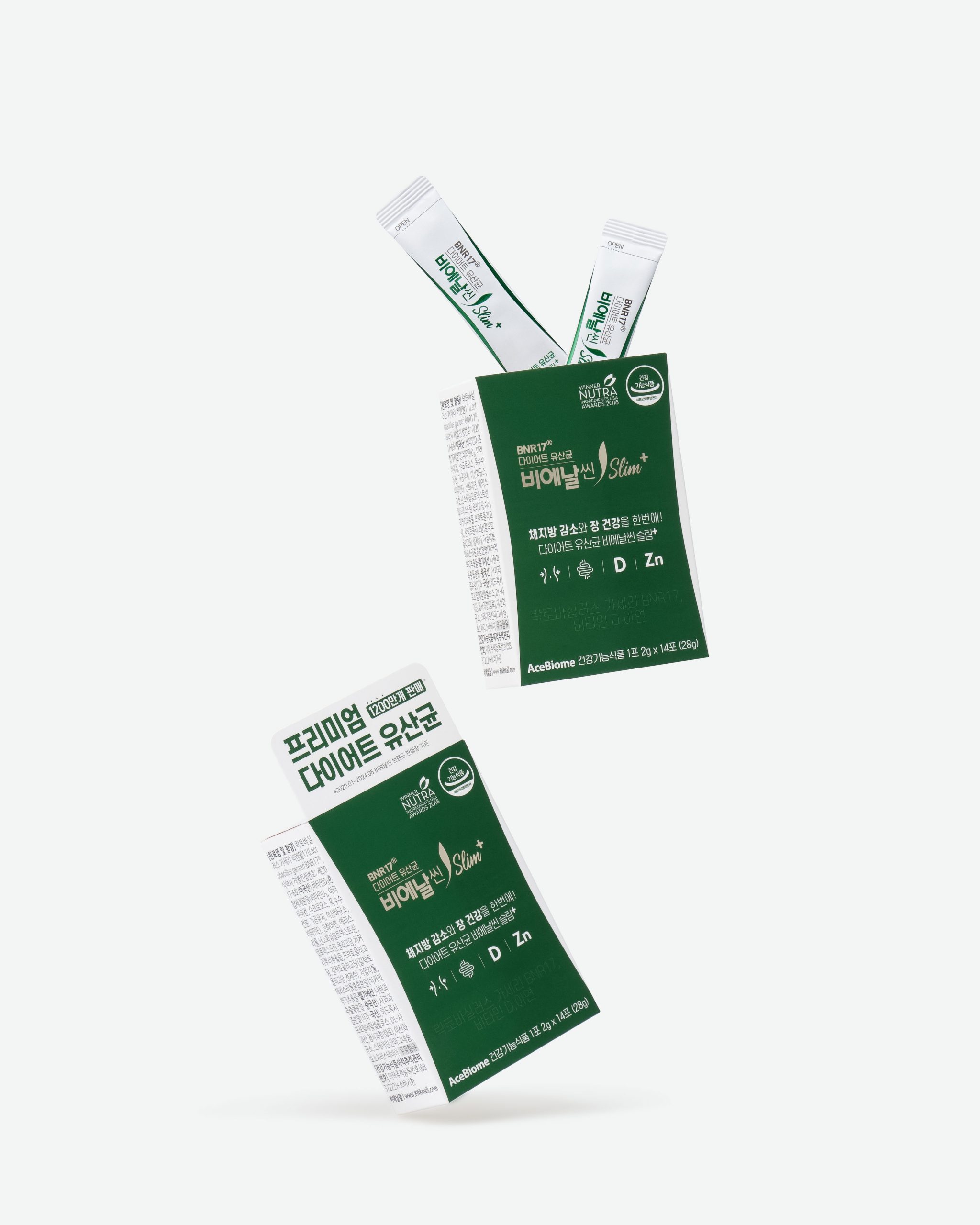 BNR17® Thin Slim+ 14 sachet per box image fresh apple green taste Korean clinically studied probiotic by AceBiome